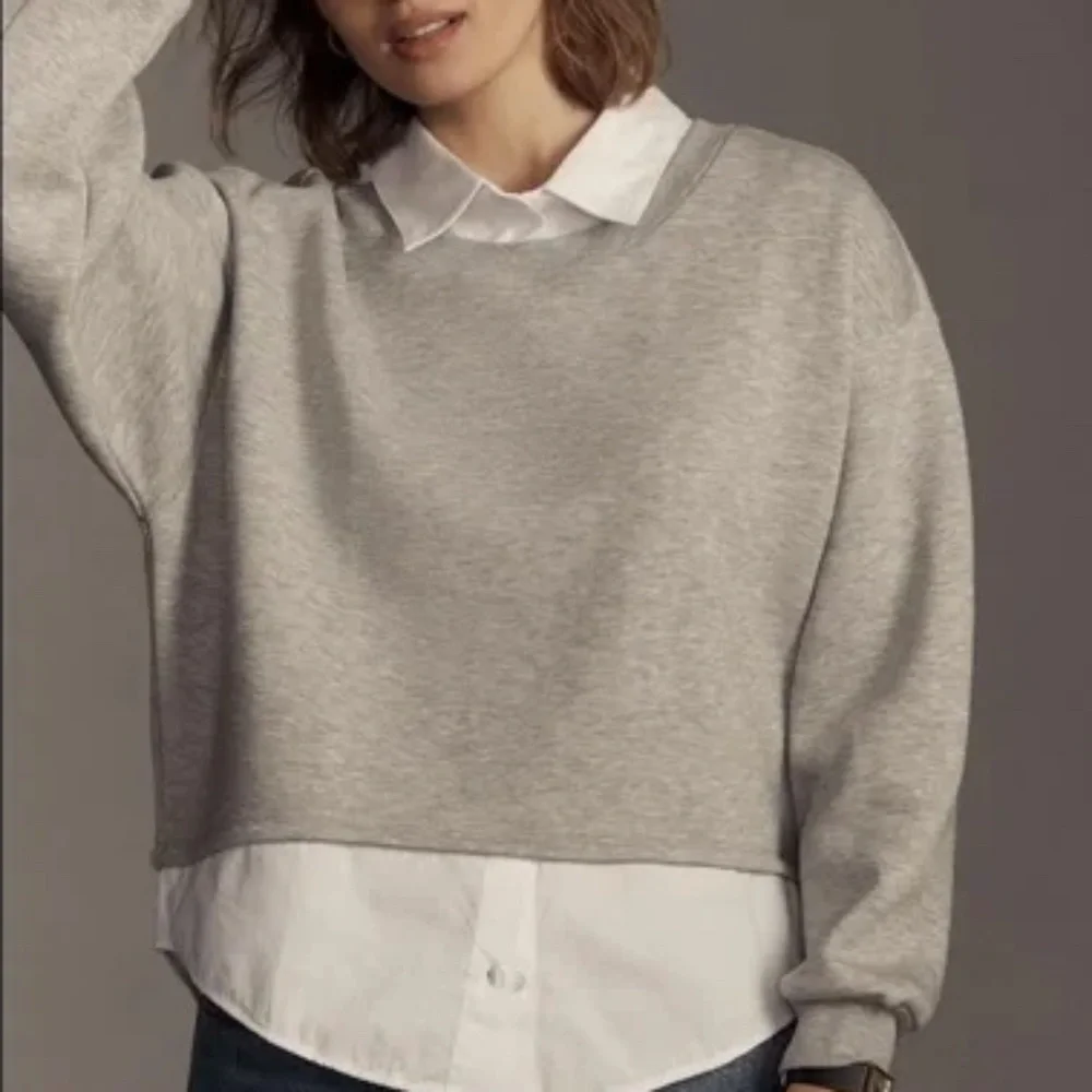 Anthropologie Maeve Layered Oversized Twofer Sweatshirt - Picture 4 of 5